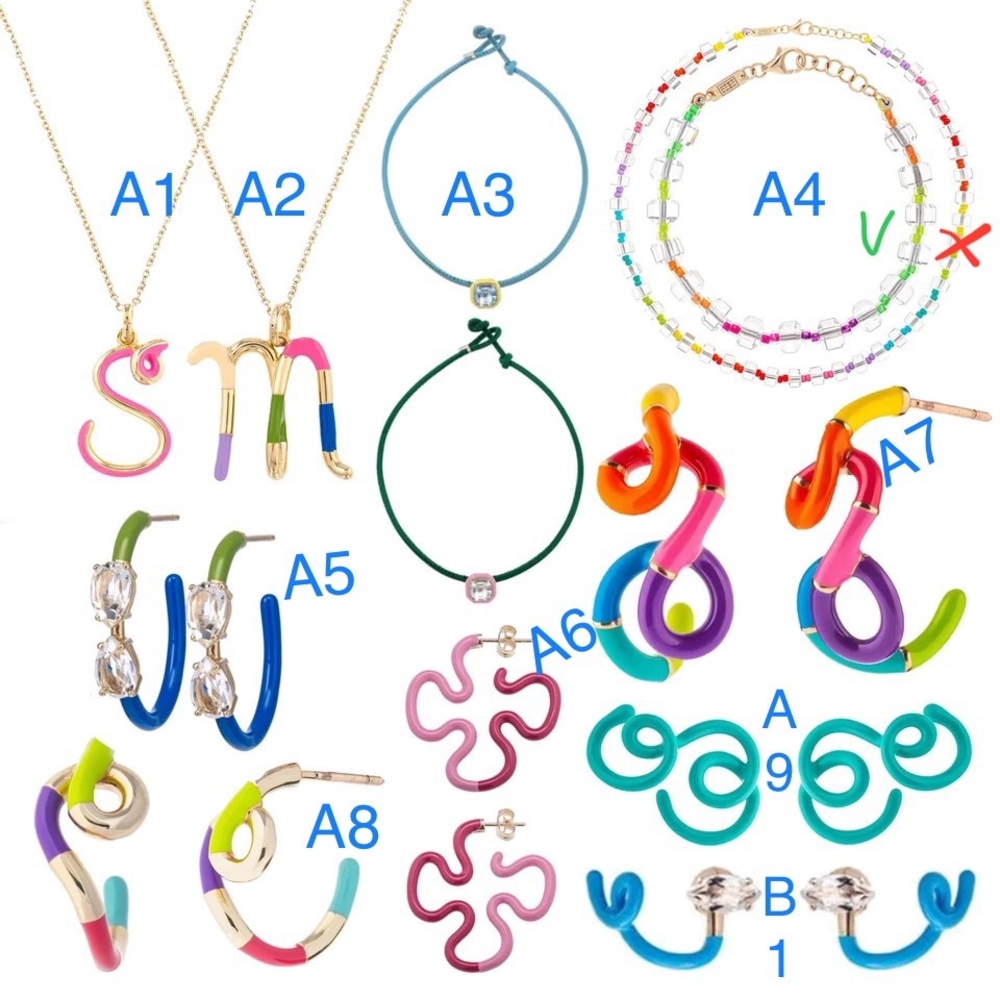 1 BEA BONGIASCA Squiggle-design 9Ct Yellow Gold Hot Enamel